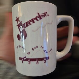 VTG Jazzercise Austin Texas 1989 Anniversary Coffee Mug White Maroon Fitness Cup